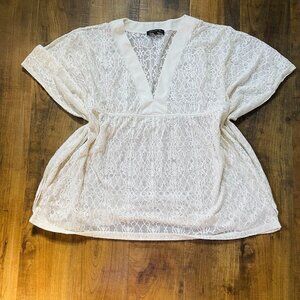 Athena White Lace Swim Cover-Up | Women’s Size Large Beach Tunic